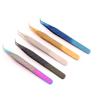 Pince à cils en acier inoxydable incurvée à 90 degrés faite à la main, prise lisse de haute précision avec volume pointu en fibre de diamant - Product Image 6