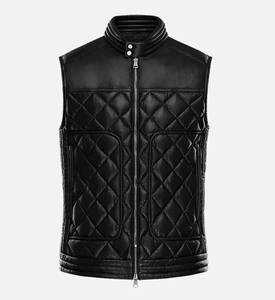 Chaleco de cuero de vaca para hombre de talla grande, chaleco de moto sin mangas a la moda, transpirable para la temporada de invierno - Product Image 1