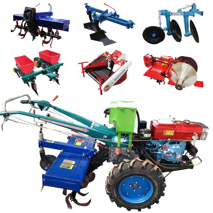 8 PS 12 PS 15 PS Zweirad Mini Walking Hand Traktor Landwirtschaft Pflug Schwarz Grubber für Farm Steel Power Package Gewichts typ