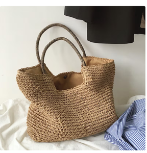 Bolsa de Playa de Estilo Vacacional a la Moda, Bolsas de Paja Elegantes Multicolores Personalizadas para Damas - Product Image 2