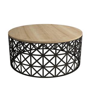 Modern Eco-Friendly <b>Wooden</b> <b>Top</b> Metal Base Coffee <b>Table</b> - Product Image 1
