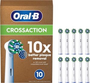 <b>Oral</b>-<b>B</b> <b>Pro</b> Cross Action Electric Toothbrush Head X-Shape Angled Bristles Deeper Plaque Removal Soft Pack <b>10</b> White Adults - Product Image 3
