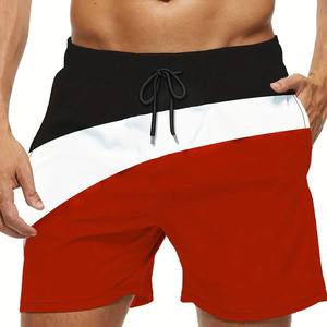 Verano de moda Color Block Streak patrón estampado hombres mujeres bañadores secado rápido cordón playa pantalones cortos 100% algodón traje de baño - Product Image 3