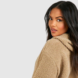 Trendy Teddy <b>Fleece</b> <b>Jacket</b> for Women New Season <b>Lined</b> Zip Oversized Hoodie Warm Knitted Fabric Stylish Hoodie Haus Industries - Product Image 5