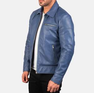 Veste en cuir véritable de qualité supérieure pour homme, coupe ajustée, noire, zippée, veste bomber décontractée, veste de qualité pour homme - Product Image 3