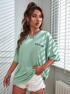 Venta al por mayor 100% algodón transpirable camisetas para mujeres OEM moda alta calidad hecho en fábrica último diseño verano estampado patrón - Product Image 6