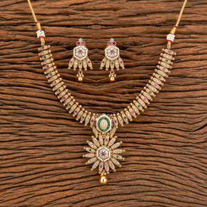 Collier arabe plaqué or antique artificiel ensemble avec placage or mat pour les femmes dans le mariage - Product Image 4
