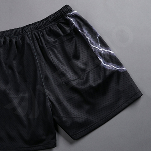 กางเกงขาสั้นตาข่ายโพลีเอสเตอร์100% ระบายอากาศสำหรับผู้ชายกางเกงขาสั้นตาข่ายเอวยางยืดมีกระเป๋าลึกสองด้านสำหรับผู้ชายกางเกงขาสั้นตาข่ายน้ำแข็ง - Product Image 5