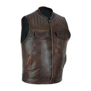 Gilet en cuir Veste coupe-vent en cuir pour motards OEM ODM Gilet en cuir pour hommes - Product Image 6