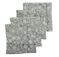 Ensemble de serviettes en coton 100% imprimées à la main avec des motifs floraux - Écologiques, durables, style américain, pour mariage, maison, restaurant, décoration de table