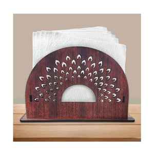 Porte-serviettes en papier de cuisine en bois d'acacia, support à mouchoirs décoratif fait à la main pour table à manger et comptoir, artisanat en résine - Product Image 3