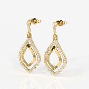 ต่างหูทองคำ 14k ประดับเพชรโมอิสซาไนต์ทรงกลีบดอกไม้สุดหรู - Product Image 3