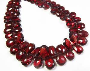 Cuentas de gemas de granate natural de Mozambique, hebra de 9 ", cuentas de piedras preciosas sueltas facetadas Rojas africanas de 8,5-11mm - Product Image 2