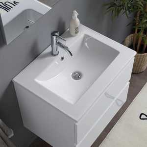 Baltimora Lamp-<b>Mirrored</b> <b>Wall</b>-Hung Bathroom Cabinet 60cm Sink & Glossy White Drawers Bathroom <b>Sets</b> - Product Image 3
