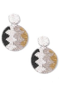 Pendientes de cuentas de semillas de arcoíris dobles hechos a mano, patrón de onda clásico, diseño de círculo de moda Multi-India, Diamante de glowin fashion - Product Image 3