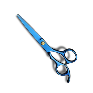 Ciseaux de coupe de cheveux de haute qualité Shine Blue Color Razor Edge Outils de coupe de cheveux avec vis réglable Ciseaux à poignée droite - Product Image 1