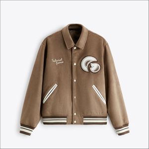 Chaqueta universitaria de poliéster/algodón de alta calidad para hombre, chaqueta sólida Regular de invierno tejida de lana con soporte Vintage estampado Puff High Street - Product Image 6