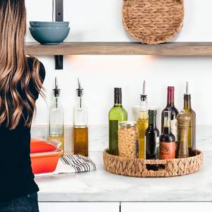 Plateau rond en jacinthe d'eau, fait à la main, naturel, écologique, pour servir des fruits et des aliments, plateau de présentation - Product Image 5