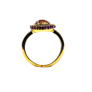 อัญมณีซิทรีนชุบทองสเตอร์925ทันสมัยสำหรับผู้หญิงแหวนคลาสสิก - Product Image 5