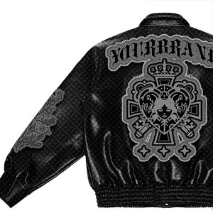 Veste de moto à la mode pour hommes, broderie en chenille personnalisée, veste universitaire en cuir véritable pour hommes, vente en gros et à chaud - Product Image 4