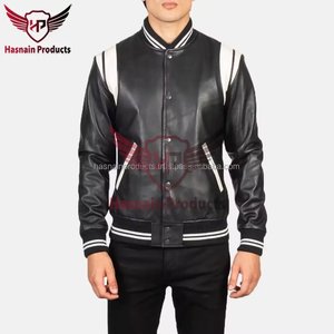 แจ็กเก็ตหนังบอมเบอร์สำหรับผู้ชายดีไซน์สุดเท่พร้อมหนังแท้และขนแกะสำหรับฤดูหนาว - Product Image 3