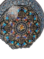 Plateau de table basse rond décoratif en Pietra Dura, meuble de salon traditionnel, marqueterie en marbre faite à la main, mosaïque