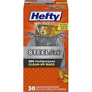 ถุงขยะขนาดใหญ่พิเศษ Hefty Steelsak สีเทา ไม่มีกลิ่น 39 แกลลอน บรรจุ 30 ใบ - Product Image 1
