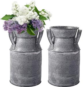 Florero de boda de alta calidad de estilo europeo rústico hecho en metal galvanizado para decoración de bodas - Product Image 3