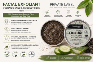 Gommage visage en marque privée 100ml OEM |   Gommage visage exfoliant naturel au sable volcanique |   Végétalien Biologique |   Fabriqué en Espagne UE - Product Image 2