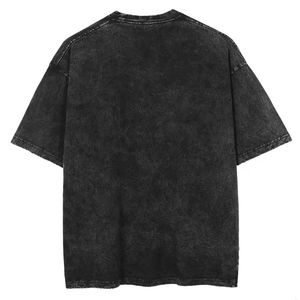 Venta al por mayor de camisetas de algodón de peso pesado lavado Vintage Premium para hombres, ropa de calle de moda, estampado gráfico personalizado, manga corta, Hip Hop - Product Image 2