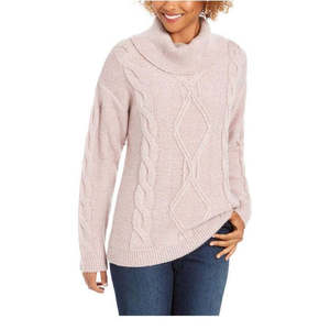 Maglione da Donna Charter Club con Collo ad Anello, Lavorazione a Trecce e Glitter, Traspirante, Casual, Design Rosa per Autunno Inverno, Disponibile dalla Taglia XS alla Large - Product Image 1