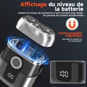 Mini rasoir électrique gris pour hommes avec écran LED, étanche, silencieux, portable, IPX7, pour le visage, lames remplaçables, lavable - Product Image 5