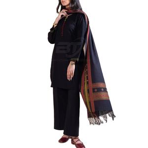 Conjunto de Ropa Étnica Pakistaní de 3 Piezas de Algodón para Mujer, Vestido Informal, Conjunto Elegante de Kurta y Dupatta - Product Image 1