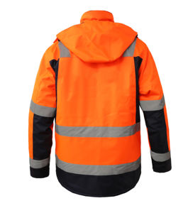 Chaqueta de trabajo de nailon y poliéster impermeable de alta visibilidad para hombre, mangas, nivel de protección contra riesgos, suministrada por la fábrica - Product Image 3