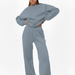 Conjunto Deportivo Casual de Dos Piezas para Mujer, Otoño, Color Sólido, Transpirable, Estilo Jogger Holgado, Ropa de Calle para Uso Diario Cómodo - Product Image 1