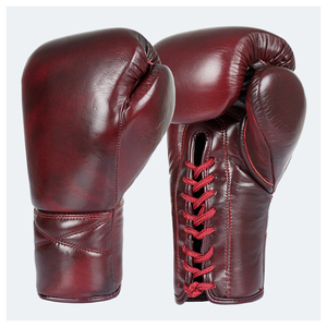 Gants de boxe en cuir, fermeture à lacets, couleur rouge, équipement d'entraînement pour adultes - Product Image 1