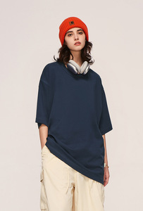 T-shirt Oversize Femme en Coton Jersey 300 g/m² Coupe Ample Streetwear Manches Courtes Col Rond Grammage Lourd - Product Image 3