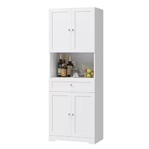 Vietnam Manufacturer's High Quality Custom-Size Luxury Modern White Wood Wine <b>Bar</b> Cabinet for Living Room or Home Use - Product Image 6