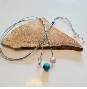Adjustable gemstone necklace with real turquoise choker Laying Necklaces <b>Chain</b> Anniversary Gifts for Mom Lover - Product Image 2