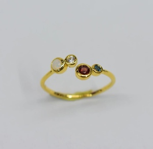 Ready to Ship S925 14K <b>Gold</b> Plated Natural Australian <b>Opal</b> Garnet <b>Ring</b> Minimal Design for Weddings Customizable for Retail Sale - Product Image 1