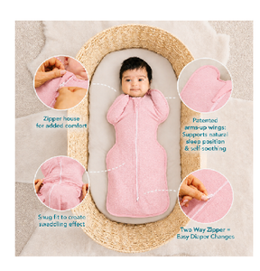 Snug Hippo Baby Swaddle Pink <b>Comfortable</b> Newborn Sleep Sack Ergonomic Arms Up Design Premium Soft Cotton - Product Image 6