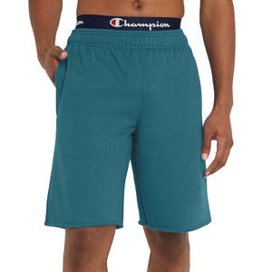 Pantaloncini Sportivi in Pile da Uomo Champion Traspiranti in Cotone Comodi 10 Shorts Blu Taglie XXS-5XL con Logo Stampato a Rilievo Inseam 5 - Product Image 1
