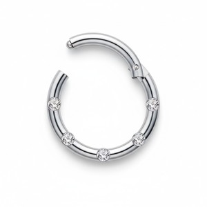 Piercing de Nariz con Segmento Articulado HGC 316L Color Dorado, Zirconia Cúbica, Antialérgico, Joyería de Moda en Tendencia - Product Image 4