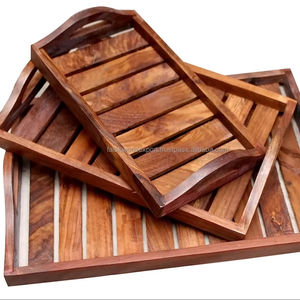 Bandeja de madera antigua Bandeja de servicio de comida de madera de acacia natural Uso para el hogar Hotel y restaurante por Falak World Export - Product Image 3