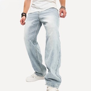 Pantalones vaqueros de mezclilla de alta calidad para hombre, pantalones vaqueros elásticos de corte recto de secado rápido, pantalones vaqueros negros azules para hombre, venta al por mayor, OEM personalizado - Product Image 1