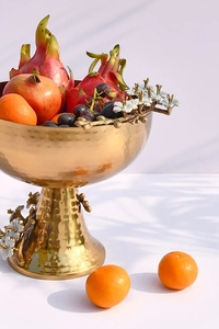 Cuenco de frutas de pedestal para centros de mesa, decoración de hierro de Metal de alta calidad, cuenco de flores con patas doradas antiguas, jarrones a la venta - Product Image 3