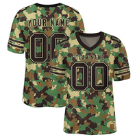 Maillot de football américain rétro vert camouflage de l'armée thaïlandaise personnalisé de haute qualité, col en V, 100% polyester, anti-UV, séchage rapide THROWN