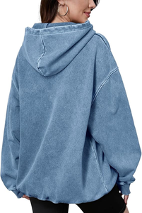 Sudadera con capucha de lavado ácido personalizada 100% calidad de algodón Sudadera con capucha sin cuerdas estilo de calle de gran tamaño con estampado Tie-Dye - Product Image 4