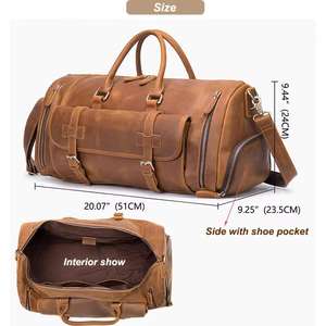 Sacs de voyage en cuir véritable 100% écologiques, grande capacité, durables, pour le sport, les week-ends, les voyages d'une nuit, le camping - Product Image 2