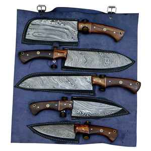 Juego de cocina japonés hecho a mano de acero de Damasco de 8 pulgadas, 5 uds., cuchillo de Chef con mango de madera Pakka, cuchillos de cocina - Product Image 3